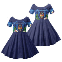 Guam Liberation Day Family Matching Short Sleeve Bodycon Dress and Hawaiian Shirt Pas Para I Chamoru LT05 Daughter's Dress Navy - Polynesian Pride