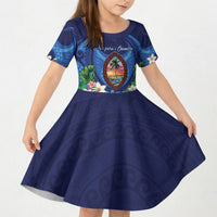 Guam Liberation Day Kid Short Sleeve Dress Pas Para I Chamoru LT05 KID Navy - Polynesian Pride