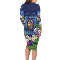 Guam Liberation Day Long Sleeve Bodycon Dress Pas Para I Chamoru LT05 - Polynesian Pride
