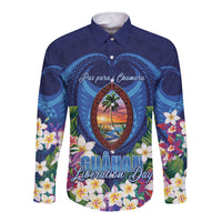 Guam Liberation Day Long Sleeve Button Shirt Pas Para I Chamoru LT05 Unisex Navy - Polynesian Pride