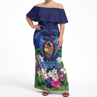 Guam Liberation Day Off Shoulder Maxi Dress Pas Para I Chamoru LT05 Women Navy - Polynesian Pride