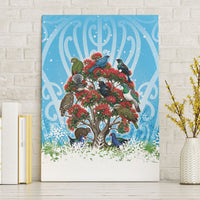 New Zealand Birds Christmas Canvas Wall Art Pohutukawa Xmas Tree