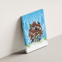 New Zealand Birds Christmas Canvas Wall Art Pohutukawa Xmas Tree