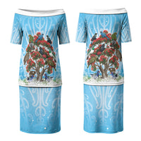 New Zealand Birds Christmas Couples Matching Puletasi and Hawaiian Shirt Pohutukawa Xmas Tree