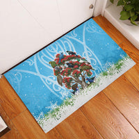 New Zealand Birds Christmas Rubber Doormat Pohutukawa Xmas Tree