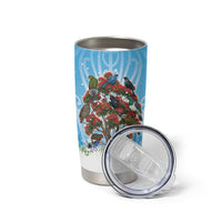 New Zealand Birds Christmas Tumbler Cup Pohutukawa Xmas Tree