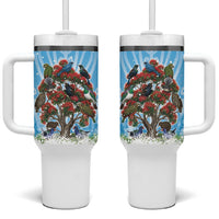 New Zealand Birds Christmas Tumbler With Handle Pohutukawa Xmas Tree