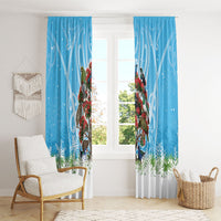 New Zealand Birds Christmas Window Curtain Pohutukawa Xmas Tree