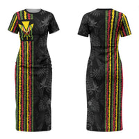 Hawaii Lei Kanaka Maoli Flag Couples Matching Short Sleeve Bodycon Dress and Long Sleeve Button Shirt Tropical Vibes LT05 - Polynesian Pride
