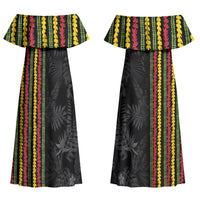 Hawaii Lei Kanaka Maoli Flag Family Matching Off Shoulder Maxi Dress and Hawaiian Shirt Tropical Vibes