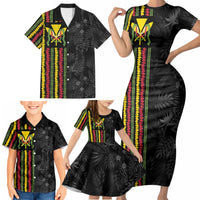 Hawaii Lei Kanaka Maoli Flag Family Matching Short Sleeve Bodycon Dress and Hawaiian Shirt Tropical Vibes