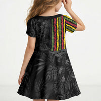 Hawaii Lei Kanaka Maoli Flag Kid Short Sleeve Dress Tropical Vibes LT05 - Polynesian Pride