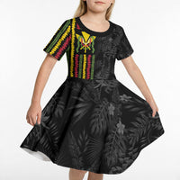 Hawaii Lei Kanaka Maoli Flag Kid Short Sleeve Dress Tropical Vibes LT05 - Polynesian Pride