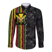 Hawaii Lei Kanaka Maoli Flag Long Sleeve Button Shirt Tropical Vibes LT05 Unisex Black - Polynesian Pride