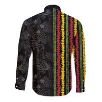 Hawaii Lei Kanaka Maoli Flag Long Sleeve Button Shirt Tropical Vibes LT05 - Polynesian Pride