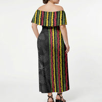 Hawaii Lei Kanaka Maoli Flag Off Shoulder Maxi Dress Tropical Vibes LT05 - Polynesian Pride