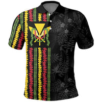 Hawaii Lei Kanaka Maoli Flag Polo Shirt Tropical Vibes LT05 Black - Polynesian Pride