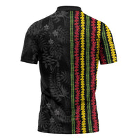 Hawaii Lei Kanaka Maoli Flag Zipper Polo Shirt Tropical Vibes