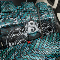 New Zealand Maori Back Car Seat Cover Poutama Pikorua - Single Twist Paua Shell