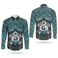New Zealand Maori Couples Matching Mermaid Dress and Long Sleeve Button Shirt Poutama Pikorua - Single Twist Paua Shell