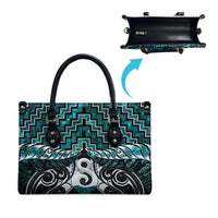 New Zealand Maori Leather Bag Poutama Pikorua - Single Twist Paua Shell