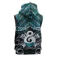New Zealand Maori Sleeveless Zip Hoodie Poutama Pikorua - Single Twist Paua Shell