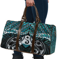 New Zealand Maori Travel Bag Poutama Pikorua - Single Twist Paua Shell