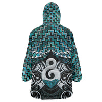 New Zealand Maori Wearable Blanket Hoodie Poutama Pikorua - Single Twist Paua Shell