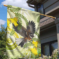 New Zealand Piwakawaka Fantail Bird Garden Flag With Kowhai Flowers LT05 - Polynesian Pride