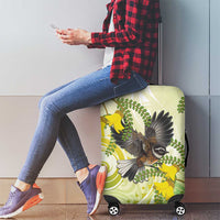 New Zealand Piwakawaka Fantail Bird Luggage Cover With Kowhai Flowers LT05 - Polynesian Pride