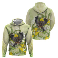 New Zealand Piwakawaka Fantail Bird Zip Hoodie With Kowhai Flowers LT05 - Polynesian Pride
