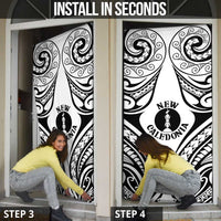 New Caledonia Day Door Cover Polynesian Curves White Color - Polynesian Pride