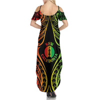 New Caledonia Day Family Matching Summer Maxi Dress and Hawaiian Shirt Polynesian Curves Reggae Color LT05 - Polynesian Pride