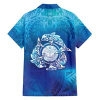 Marshall Islands Manit Day Family Matching Tank Maxi Dress and Hawaiian Shirt Tribal Dolphin With Marshall Seal LT05 - Polynesian Pride