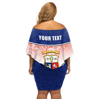 Personalized Marist Brothers High School Off Shoulder Short Dress With Fijian Tapa Pattern LT05 - Polynesian Pride