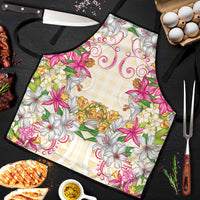 Hawaii Palaka Apron Yellow Tribal Pattern With Tropical Flowers - Polynesian Pride