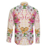 Hawaii Palaka Family Matching Off The Shoulder Long Sleeve Dress and Hawaiian Shirt Yellow Tribal Pattern With Tropical Flowers LT05 - Polynesian Pride