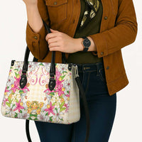 Hawaii Palaka Leather Bag Yellow Tribal Pattern With Tropical Flowers - Polynesian Pride