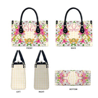 Hawaii Palaka Leather Bag Yellow Tribal Pattern With Tropical Flowers - Polynesian Pride