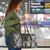 Hawaii Palaka Travel Bag Black Tribal Pattern With Tropical Flowers - Polynesian Pride