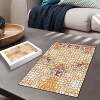 Hawaii Peach Palaka Puzzle With Tapa Pattern Tropical Flowers - Polynesian Pride