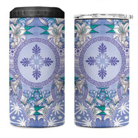 Hawaii Violet Palaka 4 in 1 Can Cooler Tumbler With Tapa Pattern Tropical Flowers LT05 One Size: 16 oz Violet - Polynesian Pride