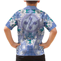 Hawaii Violet Palaka Family Matching Mermaid Dress and Hawaiian Shirt With Tapa Pattern Tropical Flowers LT05 - Polynesian Pride