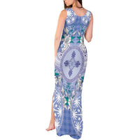 Hawaii Violet Palaka Tank Maxi Dress With Tapa Pattern Tropical Flowers LT05 - Polynesian Pride