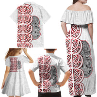Aotearoa New Zealand Family Matching Off Shoulder Maxi Dress and Hawaiian Shirt Maori Marae Pattern Tiki LT05 - Polynesian Pride