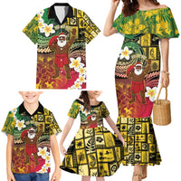 Vanuatu Christmas Family Matching Mermaid Dress and Hawaiian Shirt Ni-Van Santa Retro Style LT05 - Polynesian Pride