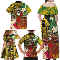 Vanuatu Christmas Family Matching Off Shoulder Maxi Dress and Hawaiian Shirt Ni-Van Santa Retro Style LT05 - Polynesian Pride