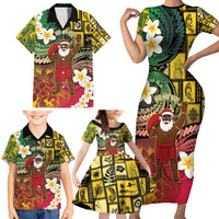 Vanuatu Christmas Family Matching Short Sleeve Bodycon Dress and Hawaiian Shirt Ni-Van Santa Retro Style LT05 - Polynesian Pride