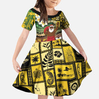 Vanuatu Christmas Family Matching Tank Maxi Dress and Hawaiian Shirt Ni-Van Santa Retro Style LT05 Daughter's Dress Colorful - Polynesian Pride