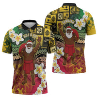 Vanuatu Christmas Zipper Polo Shirt Ni-Van Santa Retro Style - Polynesian Pride